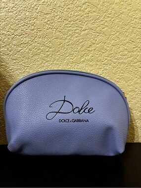 Dolce & Gabbana Lilac Pebbled Leather Cosmetic Bag NEW